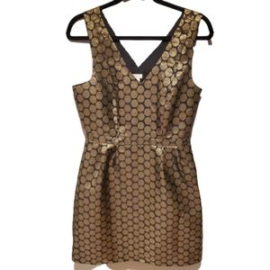 J Crew Metallic Gold and Black Jacquard Dress Sz 6
